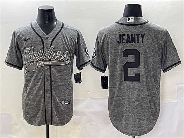 Mens Las Vegas Raiders #2 Ashton Jeanty Grey Cool Base Stitched Baseball Jersey->las vegas raiders->NFL Jersey